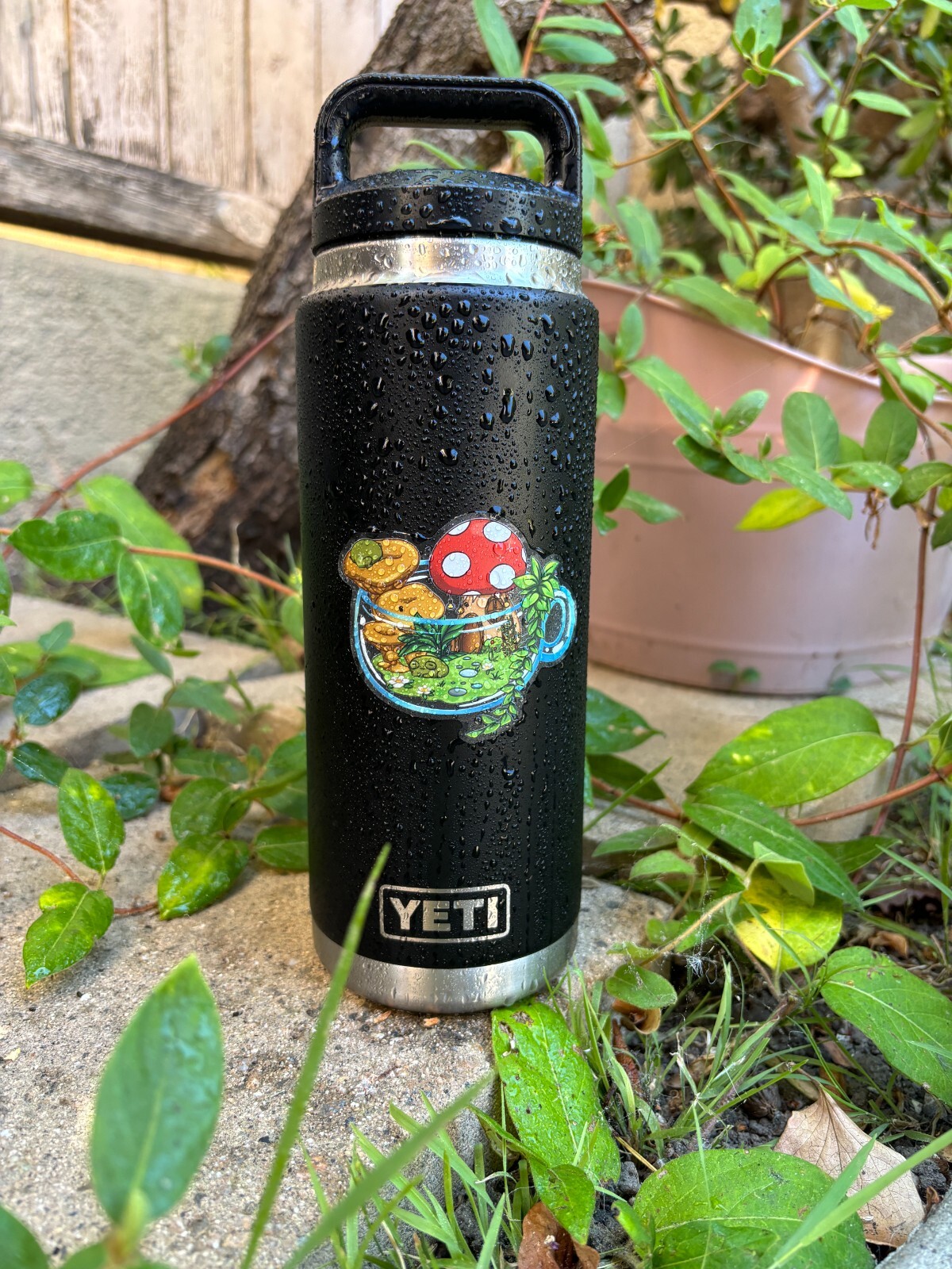 Cottage Core Plant Frog Mushroom House Clear Vinyl Sticker| Transparent Vinyl