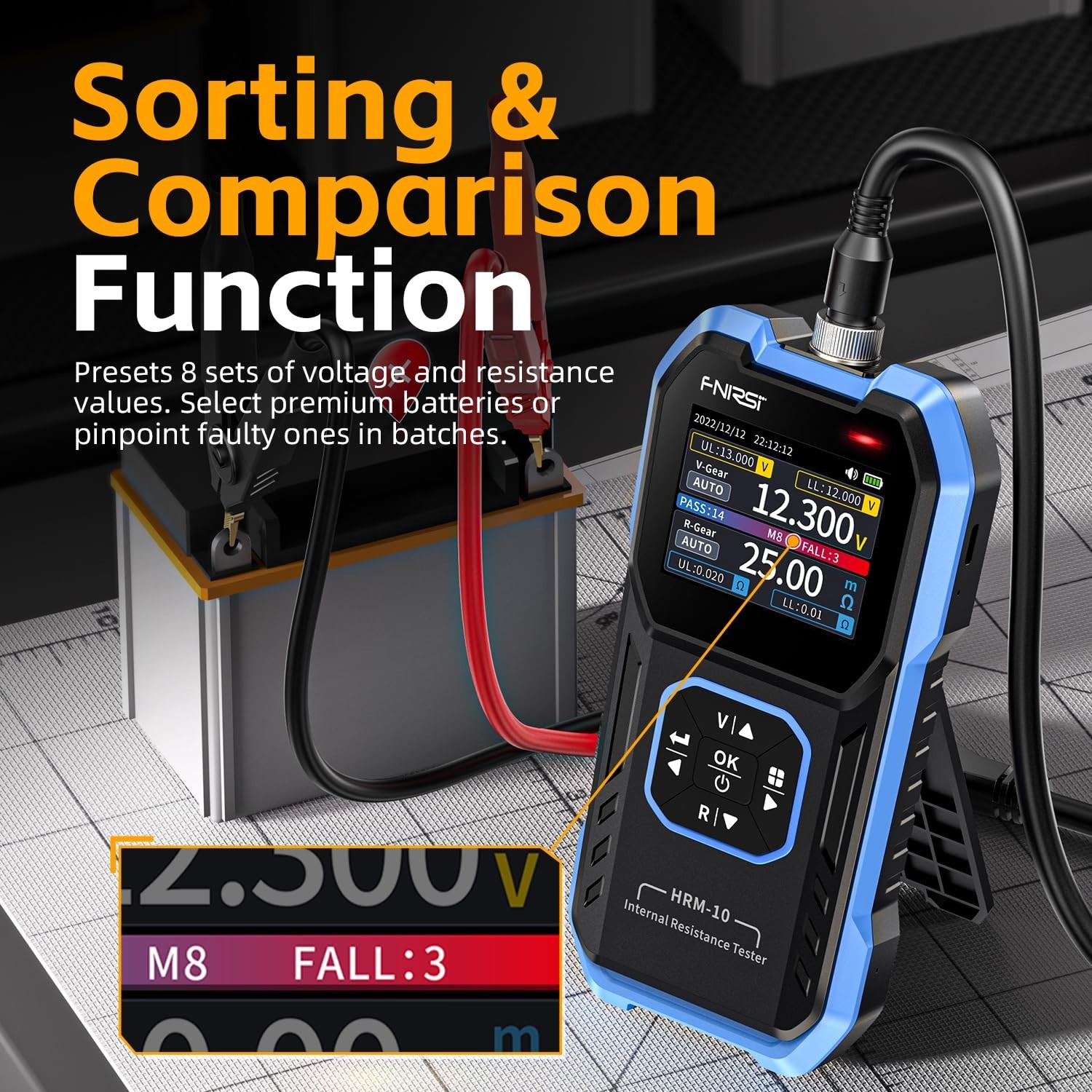 HRM-10 Voltage Internal Resistance Battery Tester，Battery Voltage Mete…