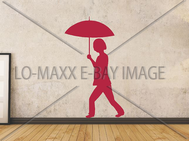 Umbrella Girl Art Cute Silhouettes Wall Window Home Decor Die Cut Vinyl Decal