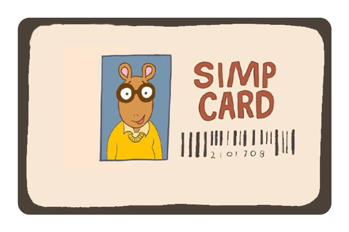 SIMP Card Skin 4 Pack Funny Slang Internet Meme Minimalist Humor Accessory Decal