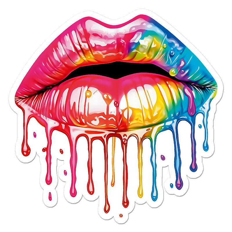 Dripping Moist Lips, Vinyl Decal Sticker, Indoor Outdoor, 3 Sizes, #11359