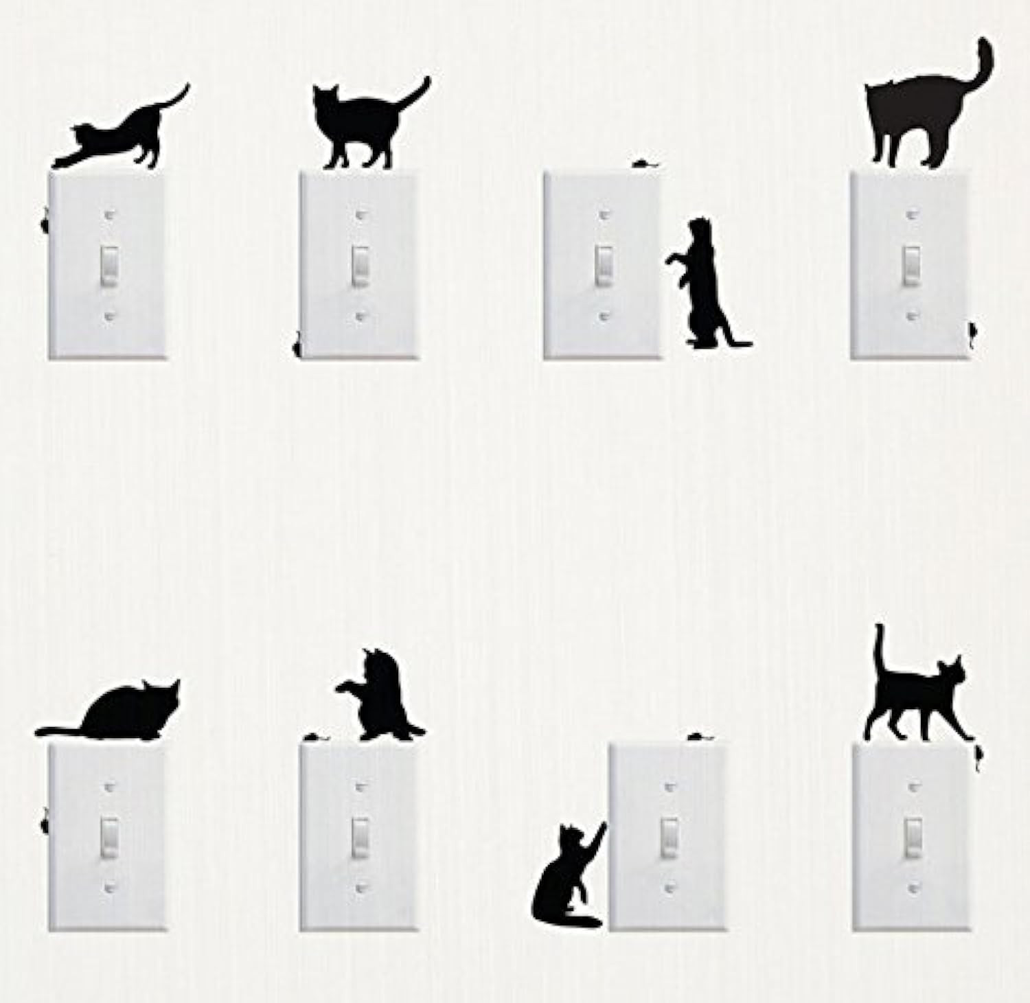 Wall Sticker, 8 Pcs Cute Cat Design Light Switch Decor Decals Wall Stickers (Cat