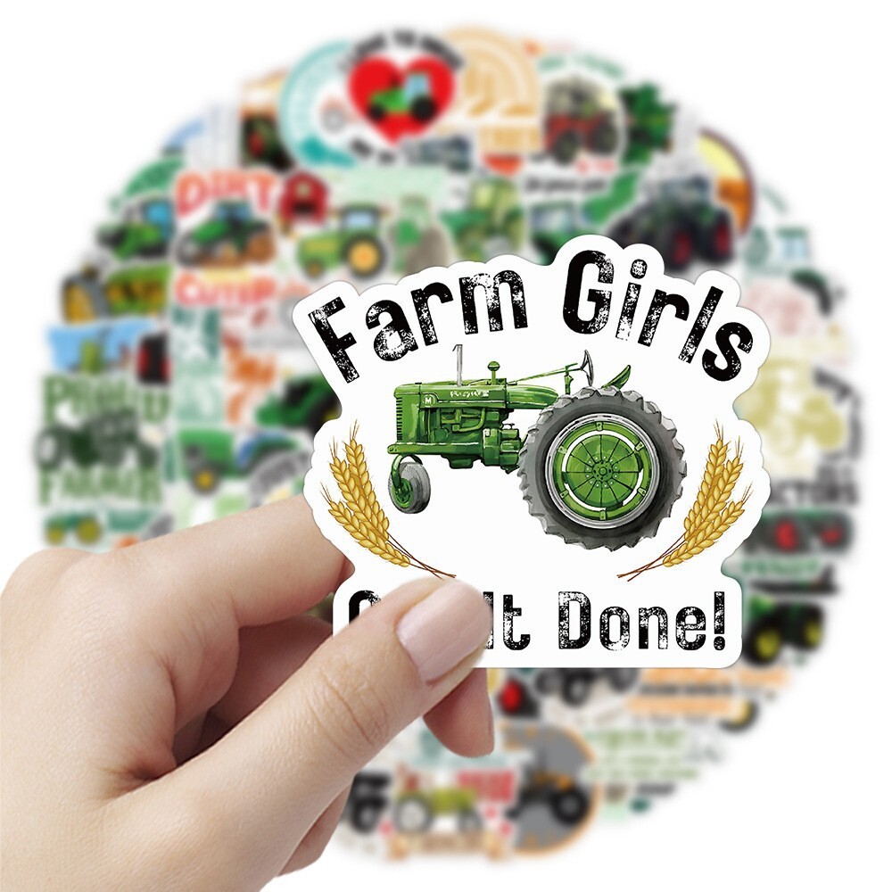 100Pcs Tractor Cartoon Sticker for Adults Teens Girls Scrapbooking Water Bottles
