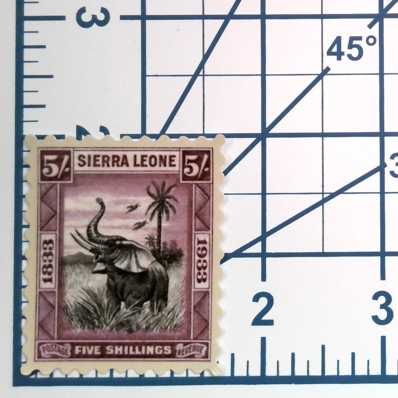 Vintage Sierra Leone Elephant Postage Stamp Sticker 5 Shilling Vinyl Decal 1933