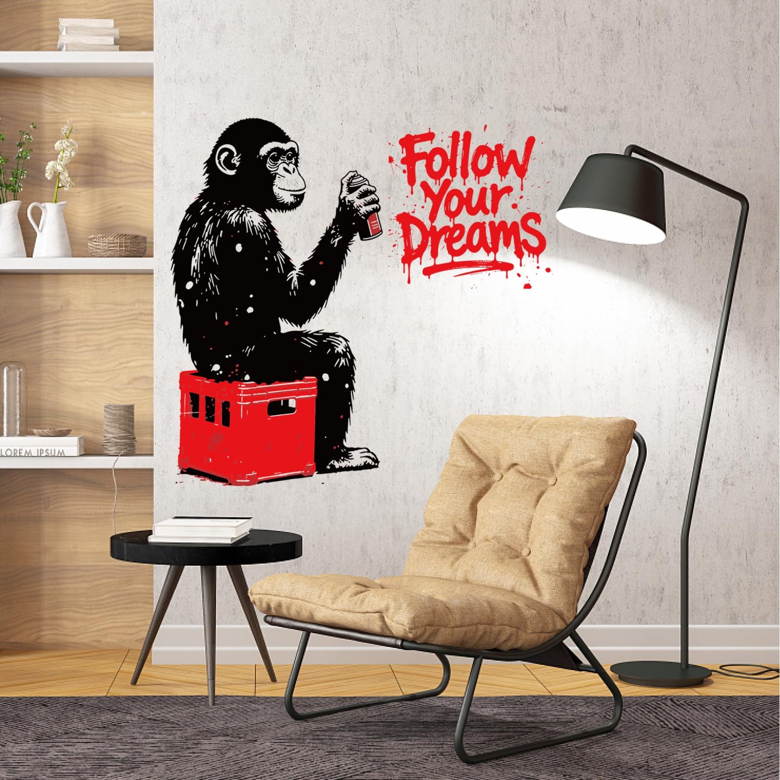 Banksy Gorilla Wall Stickers Removable Vinyl Wall Decals Inspirational Banksy…