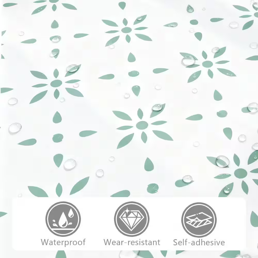10-Piece Sage Green Geometric Snow PVC Vinyl Backsplash Sticker(11.8 In. X 11.8