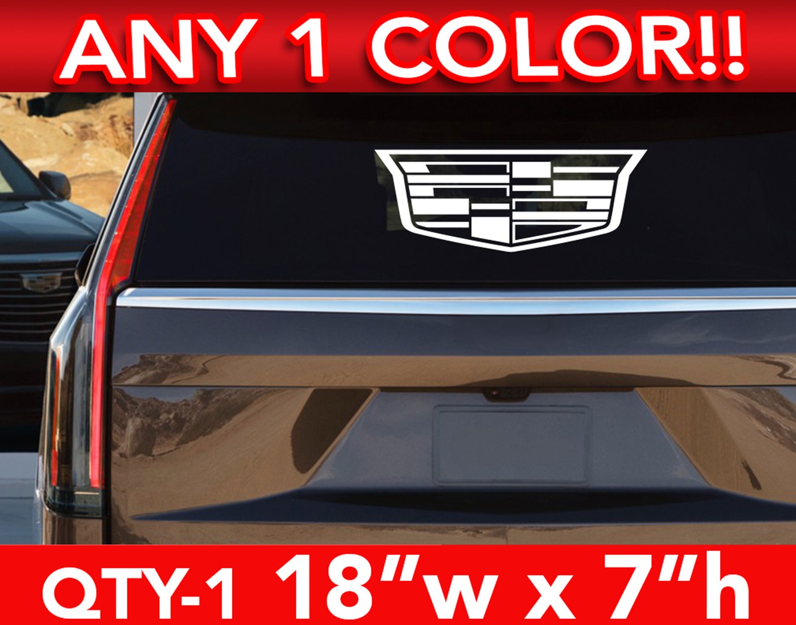 CADILLAC ESCALADE MODERN LOGO CT5 CT4 XT6 DECAL STICKER 18"w x 7" ANY 1 Color