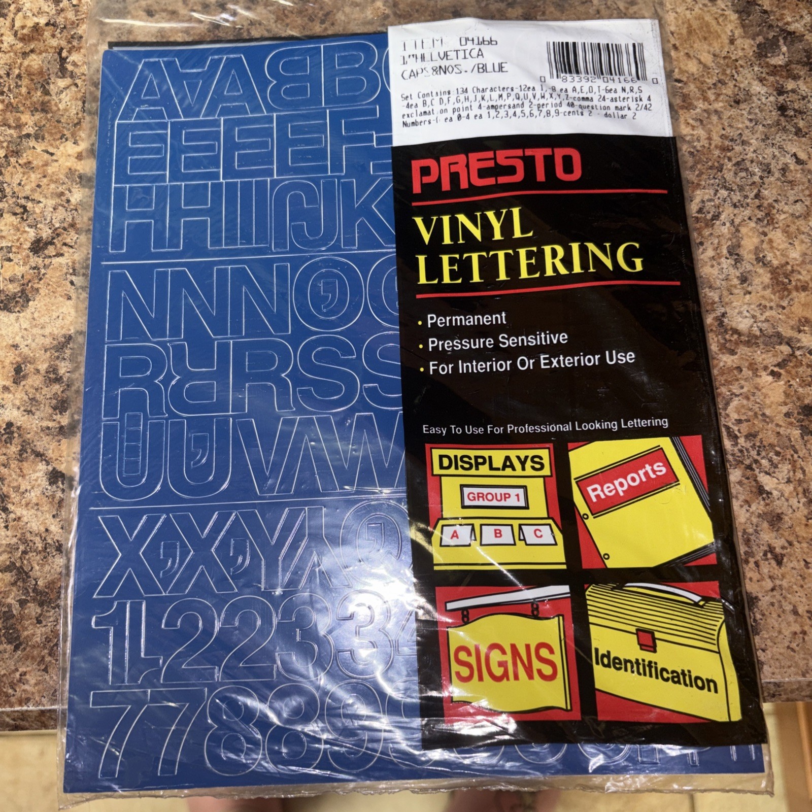 PRESTO Vintage 1” Blue Mod 134 Vinyl Letters Numbers #04166 NIP