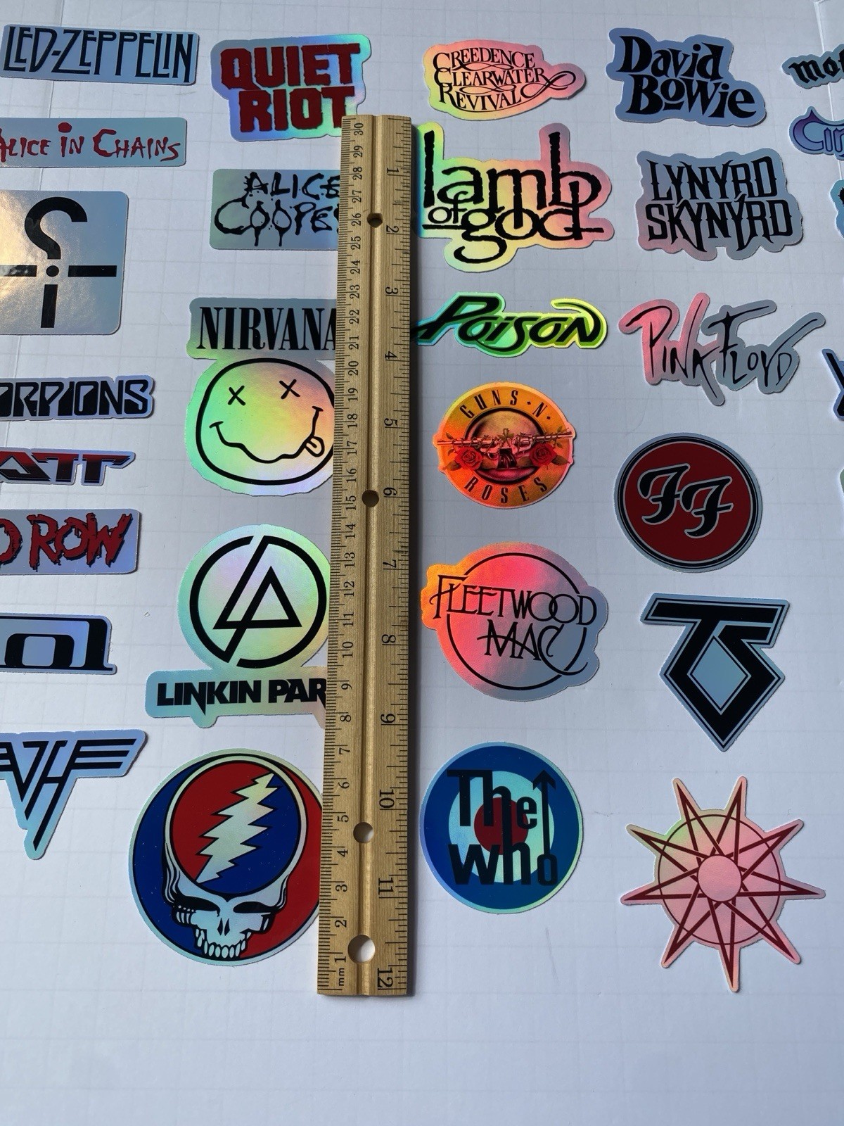 50 Large Classic Rock Stickers 50s 60s 70s 80s 90s Rock & Roll Waterproof Large