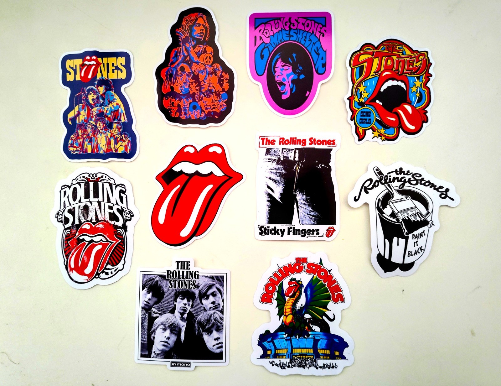 Rolling Stones Vinyl Sticker Lot (10 Stickers) 60's 70's hard led zeppelin