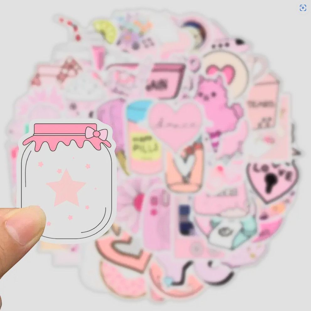 50pcs Cartoon Pink Girl Series Stickers Doodle Waterproof Motorcycles Stickers F