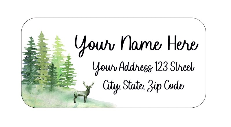 48 Personalized Deer in Forest Return Address Labels Stickers 1 x 2.125" A135