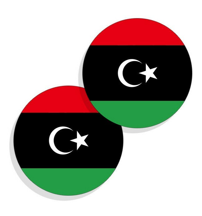 Libya Flag Stickers Flag Decals Vinyl Round Indoor Outdoor Circles Libya 4 pack