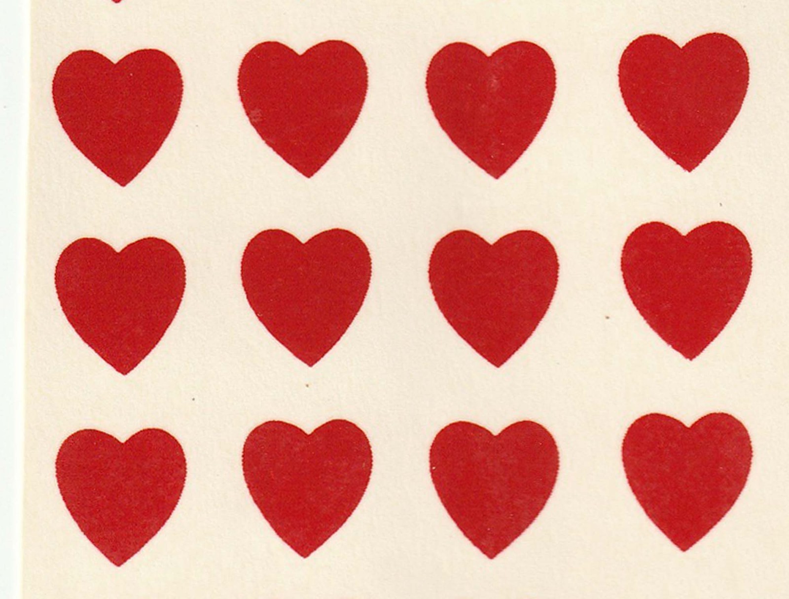Vintage Tiny Red Heart Decals: (24) 1/2", waterslide transfer, dollhouse, craft