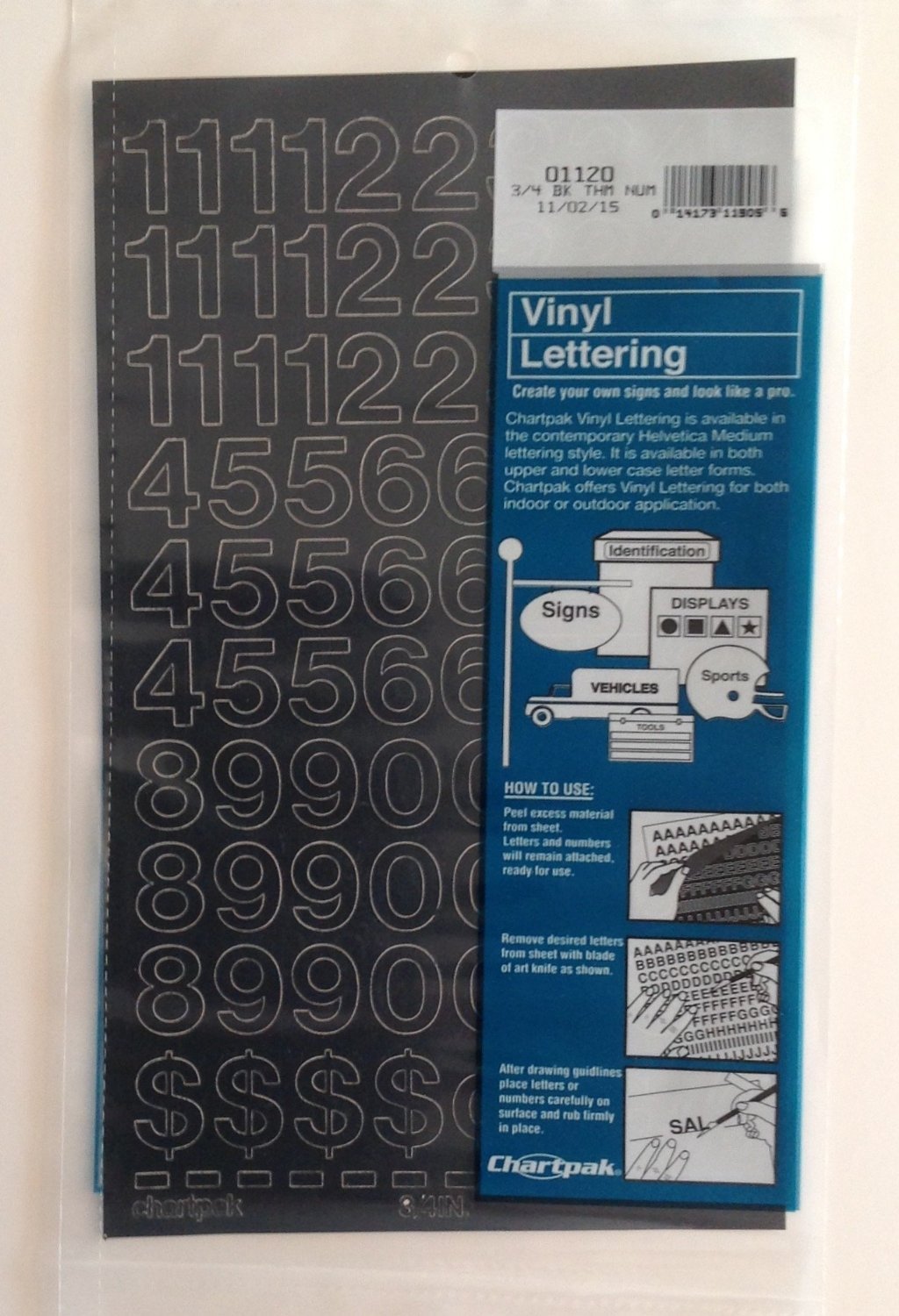 Vinyl Numbers 3/4 Inch Black 01120