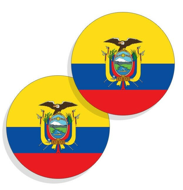 Ecuador Flag Stickers Flag Decals Vinyl Indoor Outdoor Stickers Round 4 pack