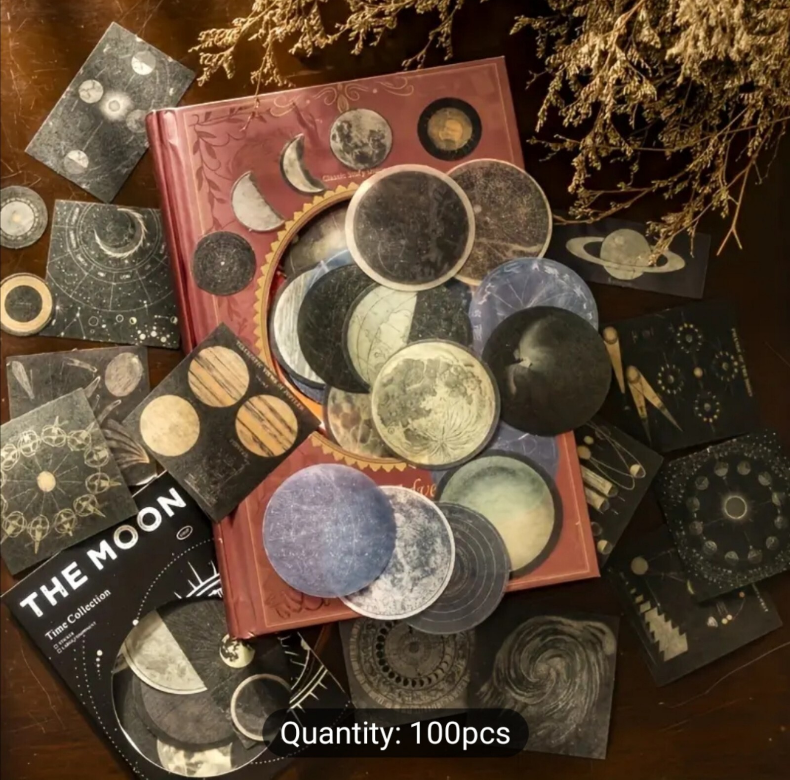 10 PCS Lunar Cycle Moon Phases Space Planets Astronomy Washi Stickers BRAND NEW