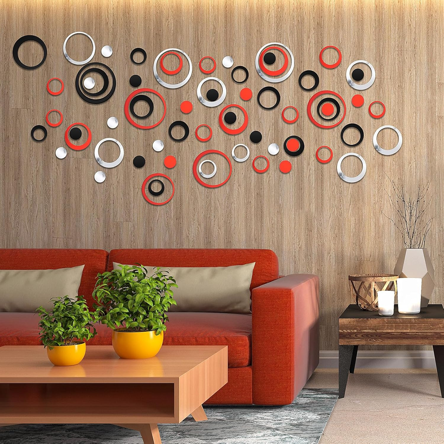 72 Pieces Acrylic Circle Mirror Wall Sticker round Wall Decor Decals Removable D