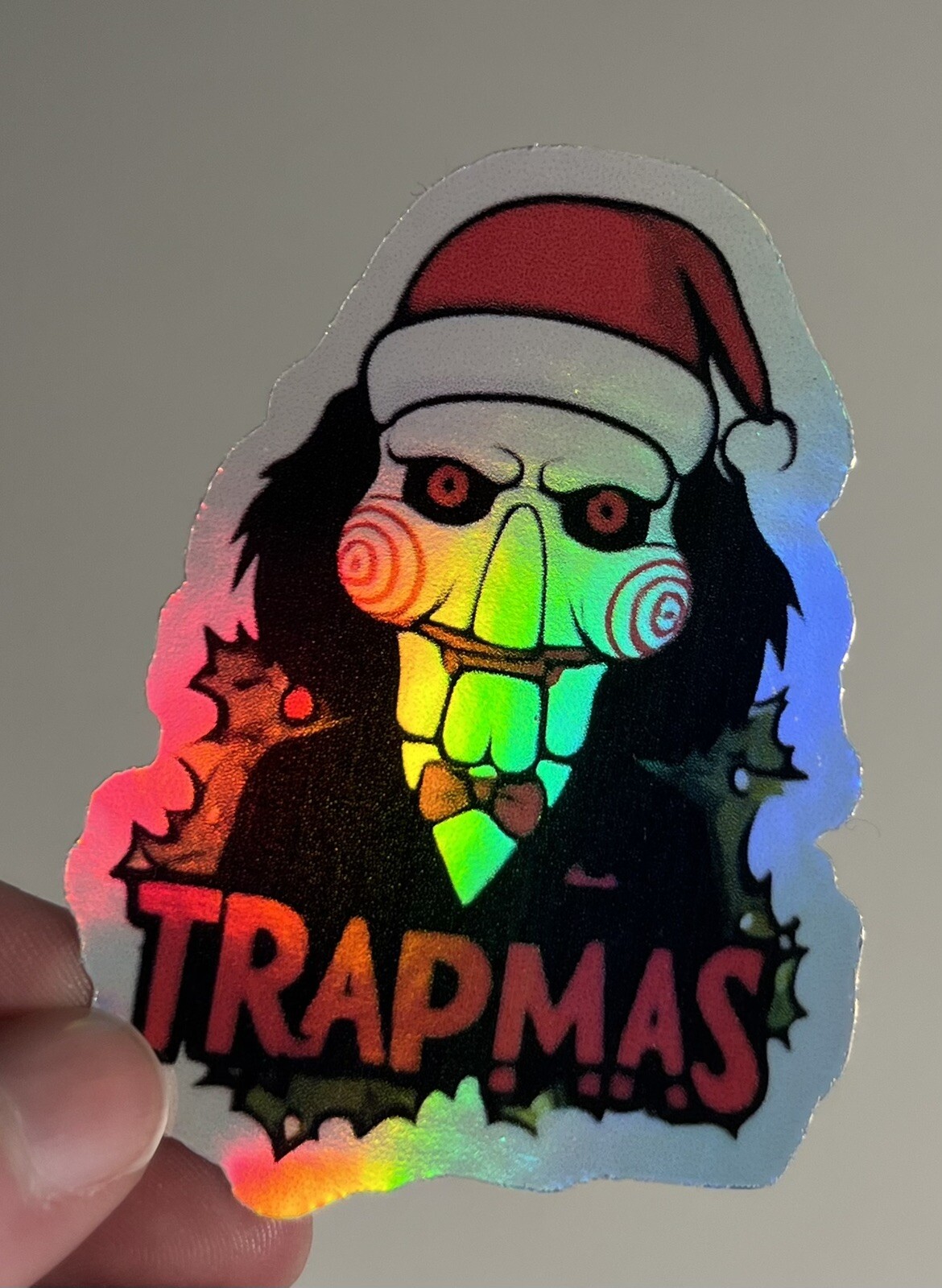 Saw Jigsaw Christmas 3 Inch Holographic Sticker