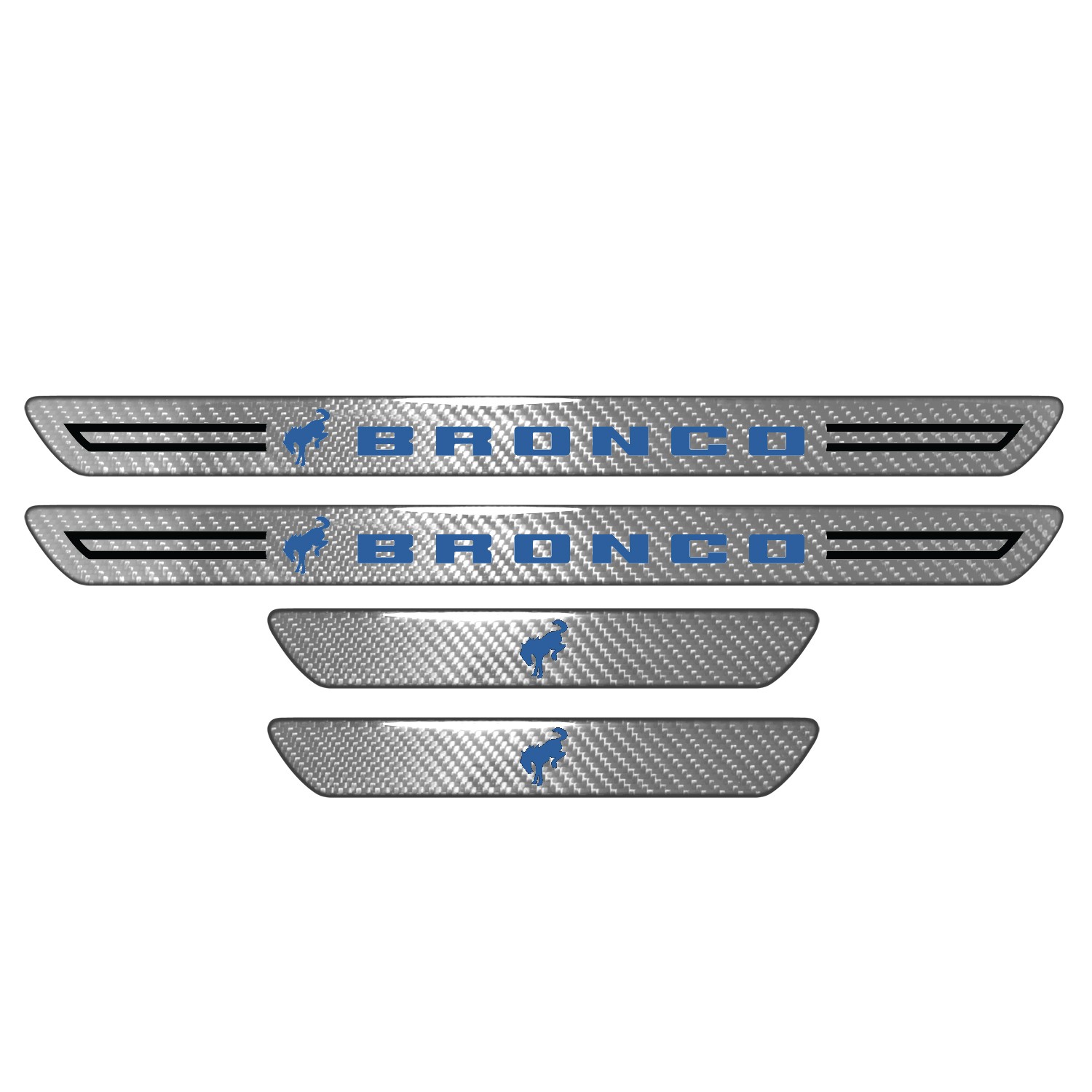 Ford Bronco in Blue Silver Carbon Fiber Universal Door Sill Kick Plates
