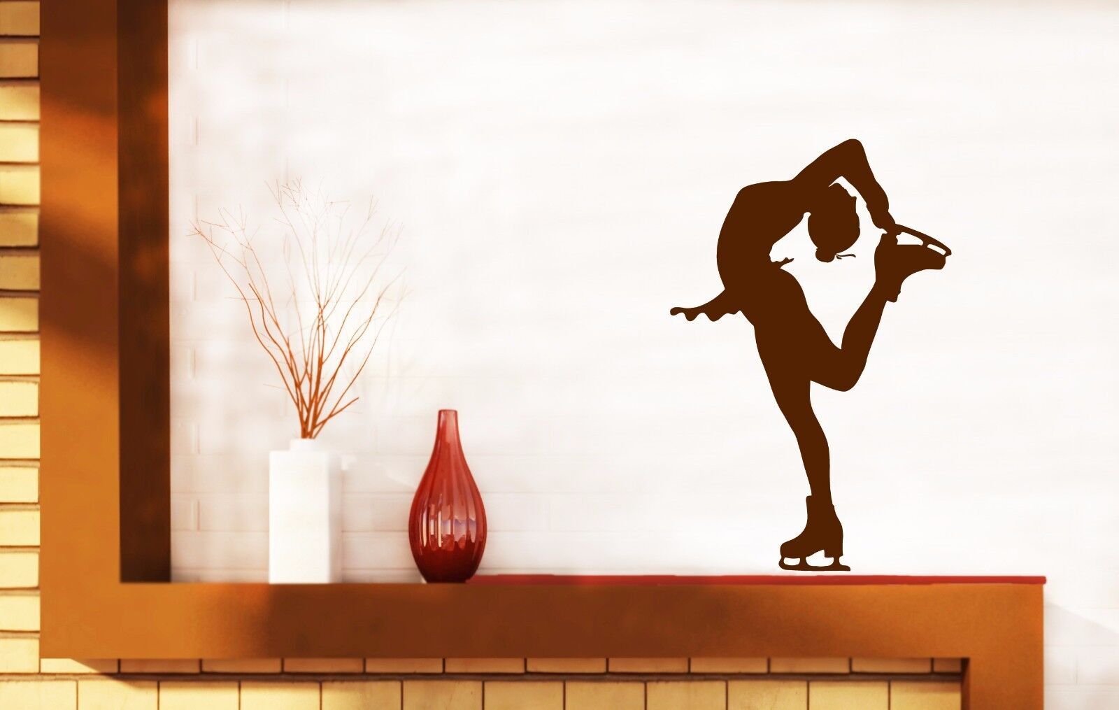 Vinyl Decal Silhouette Sportswoman Figure Skating Wall Sticker (n602)