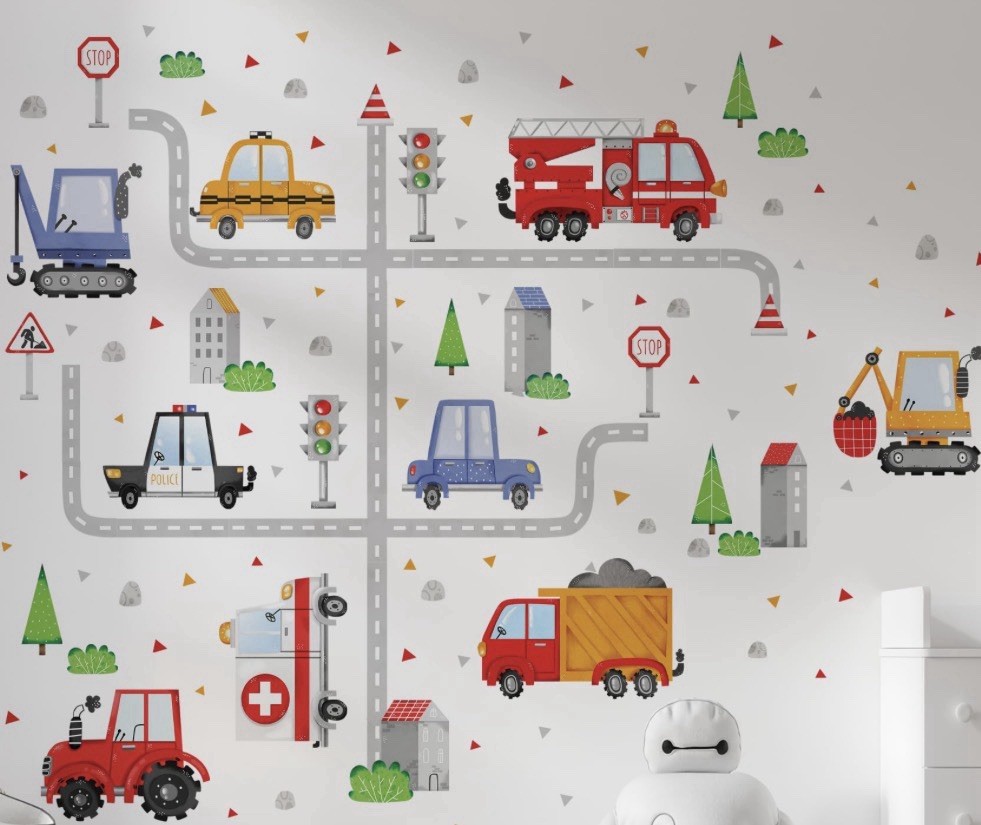 Construction Cars Wall Decals Trucks Tractor Vehicles Removeable Wall Stickers