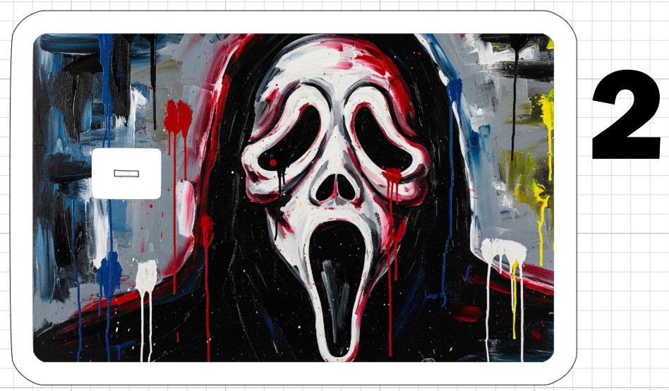 Ghostface Painted Art Credit Debit Card Skins Sticker ATM Paint Horror Halloween