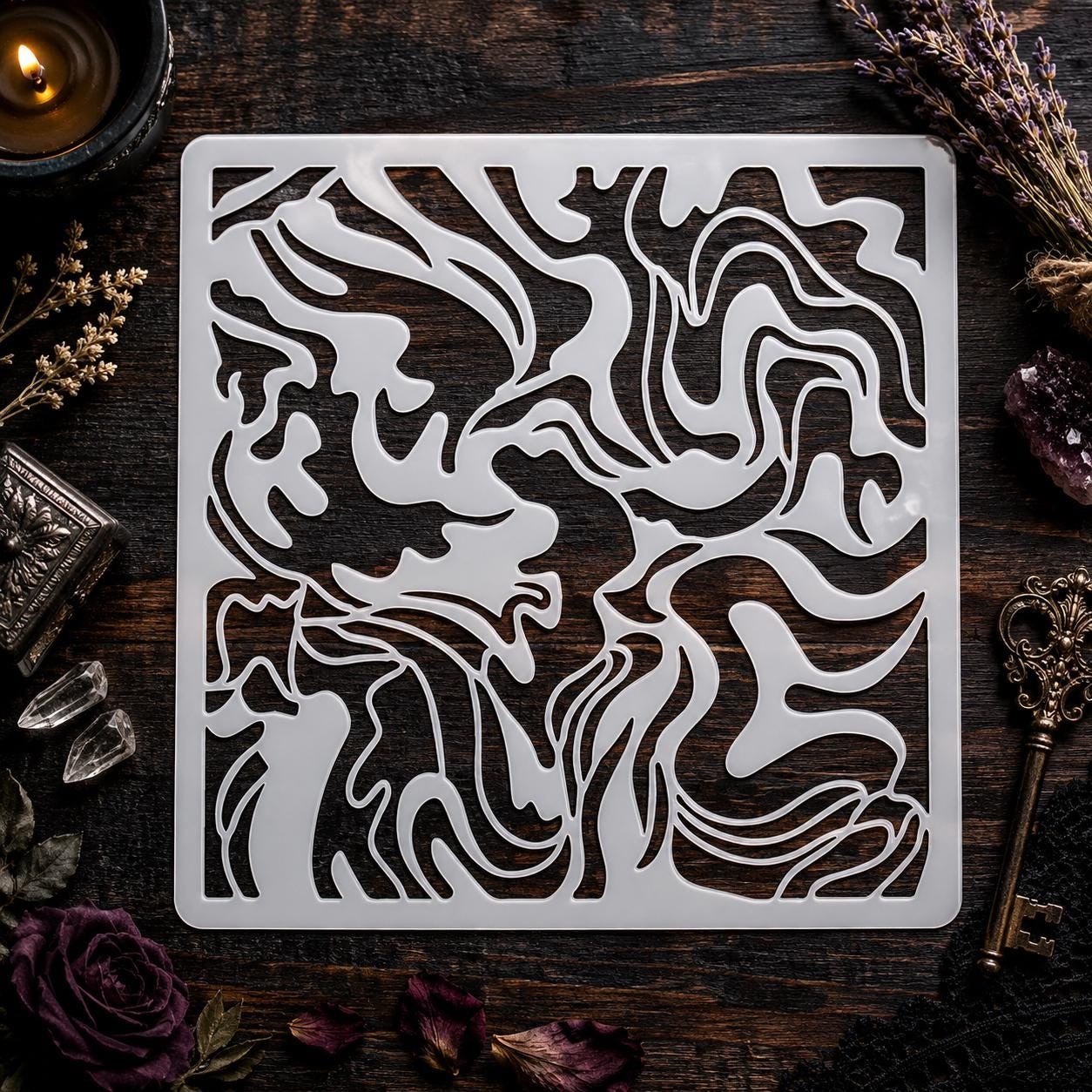 Abstract Flow Stencil Large Mylar Template Reusable Wall Stencil Art