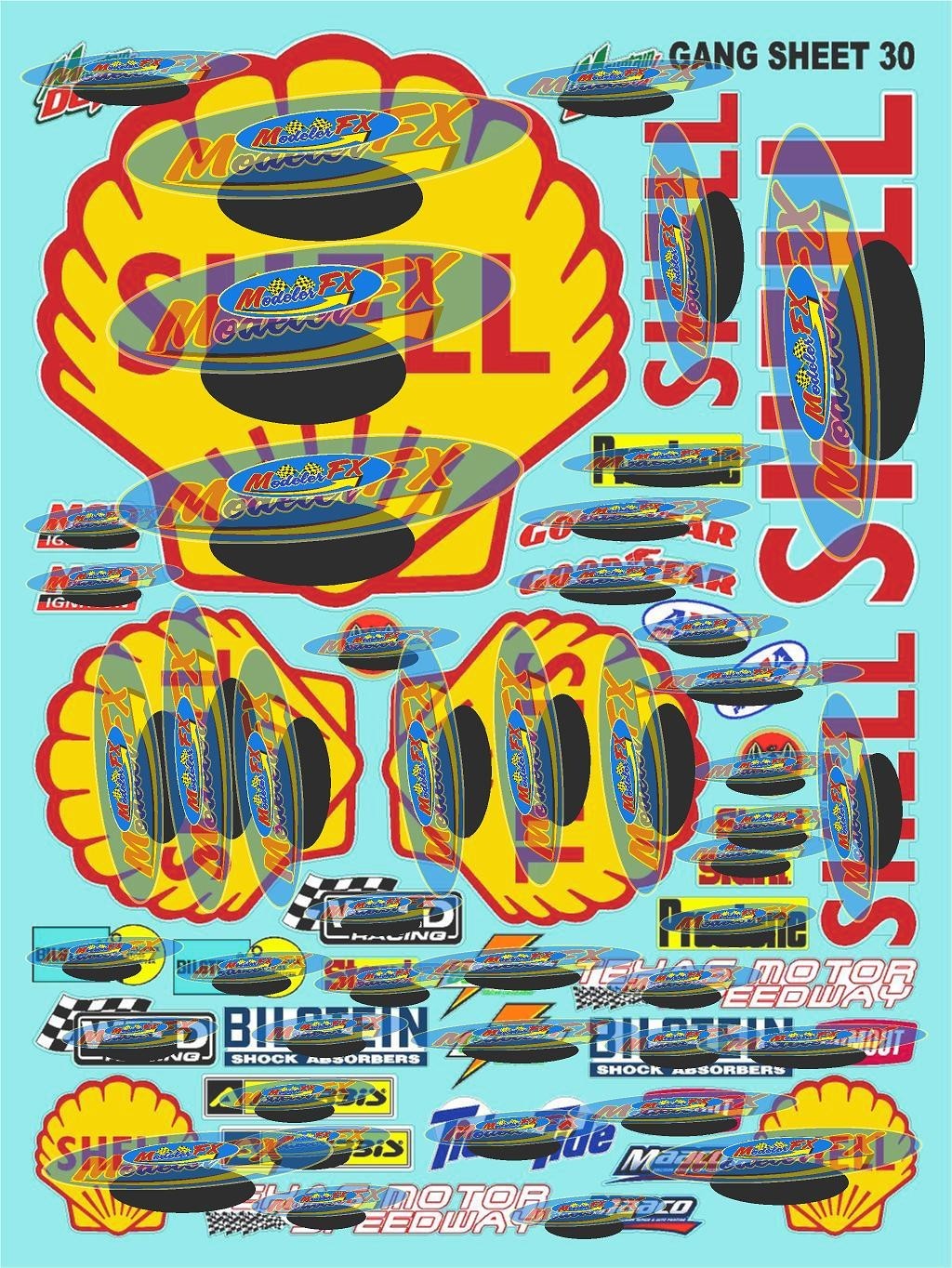 WHITE Vinyl Sticker Sheet 30-R/C MODEL Decal fits 1/10-1/16 Scale shellbilstein