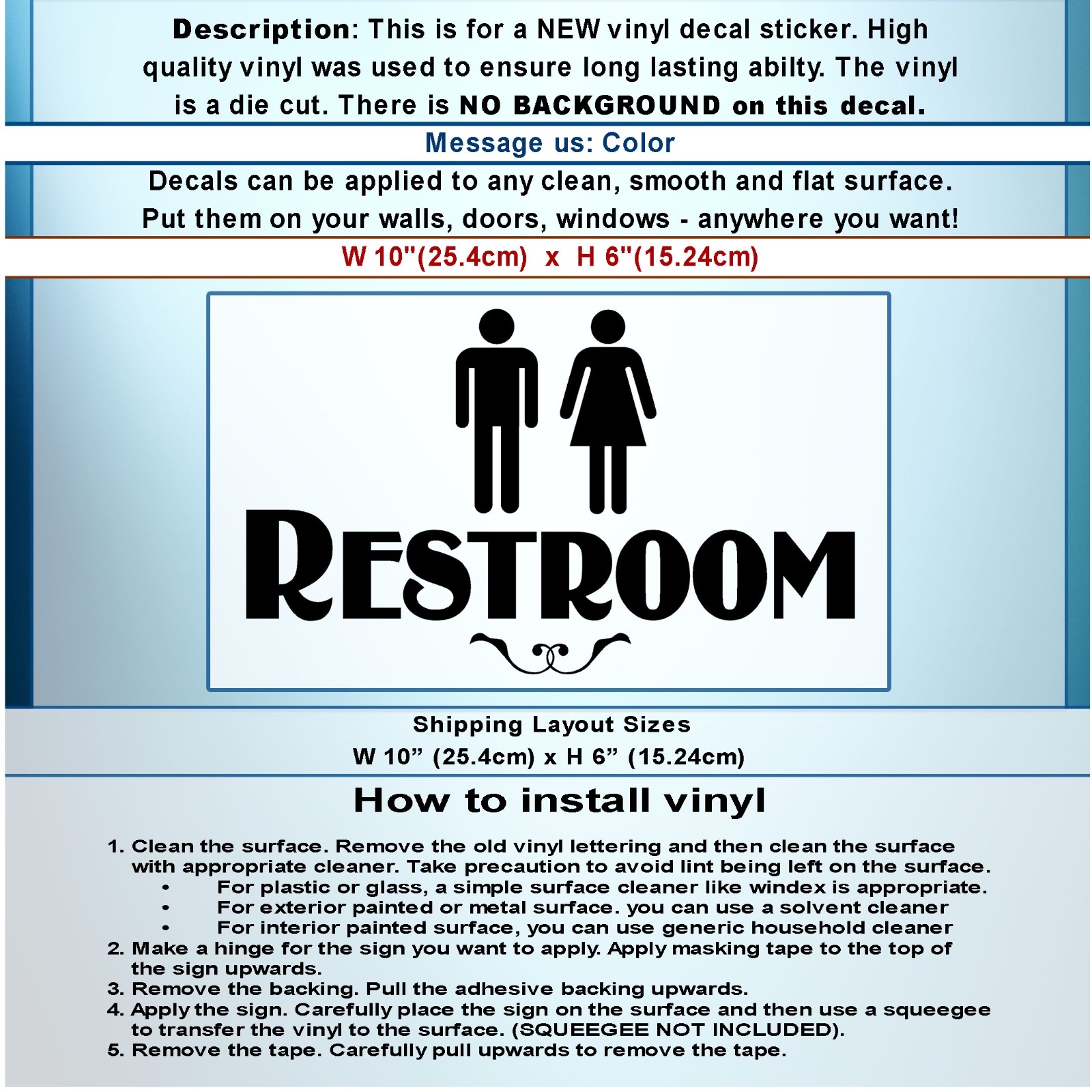 Restroom vinyl Sticker door Bathroom Sign Men Women Restroom Art Decal 068