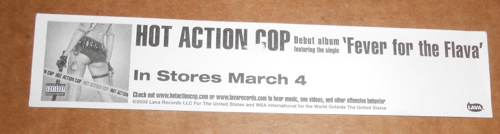 Hot Action Cop Sticker Original Promo 8.5×1.75 Fever for the Flava RARE