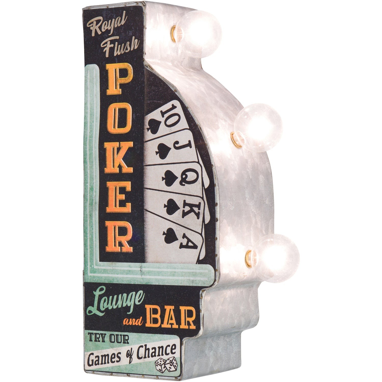 Poker Lounge and Bar Double-Sided Retro Vintage Inspired LED Light Sign Decor