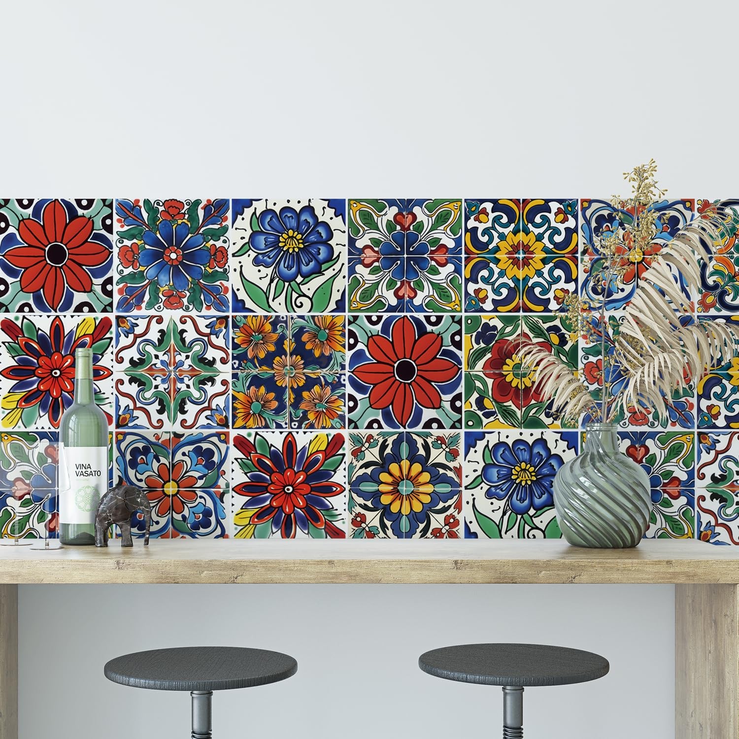 30 Pcs Mediterranean Style Peel and Stick Wall Tile Decals – Waterproof Vinyl…