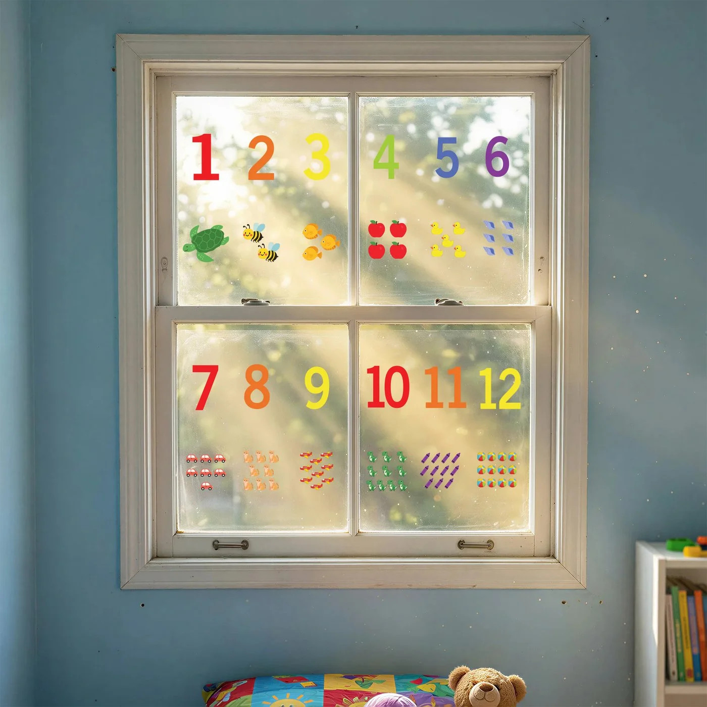 Number Window Clings 24 Piece Counting Set 3 Sheets 12×12 Numbers 1-12 Decals