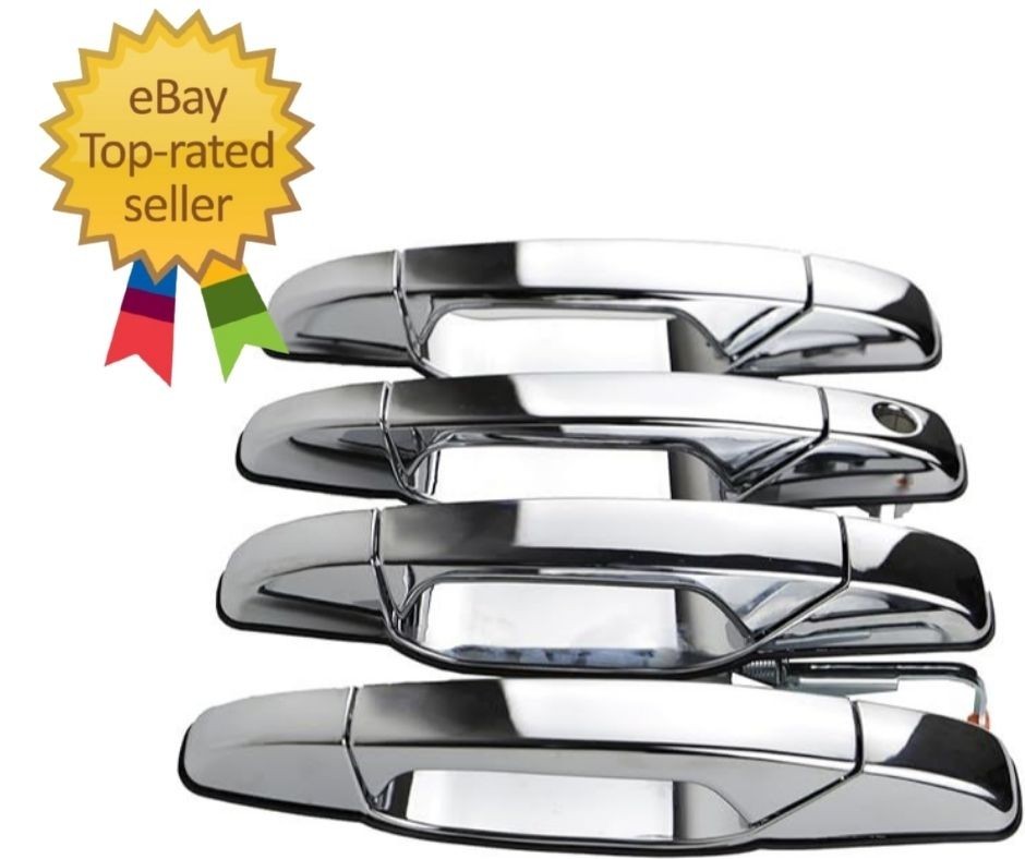 4PCS Exterior Door Handles Compatible with 2007-2014 Cadillac Escalade, Chrome