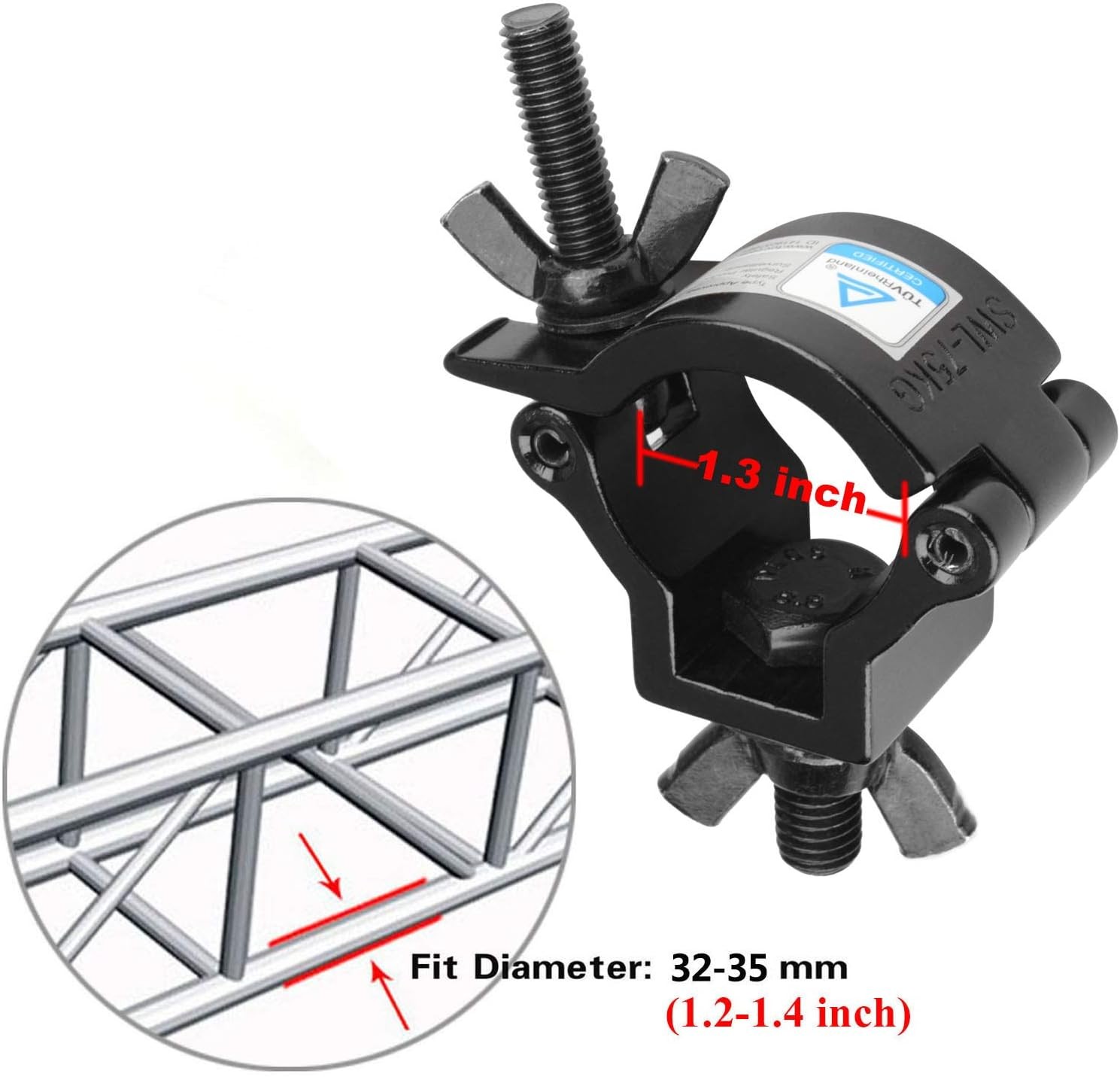 10 Pack Stage Light O Clamp Fit 1-1/4" to 1-3/8" OD Pipe or F24 Truss, DJ Lighti