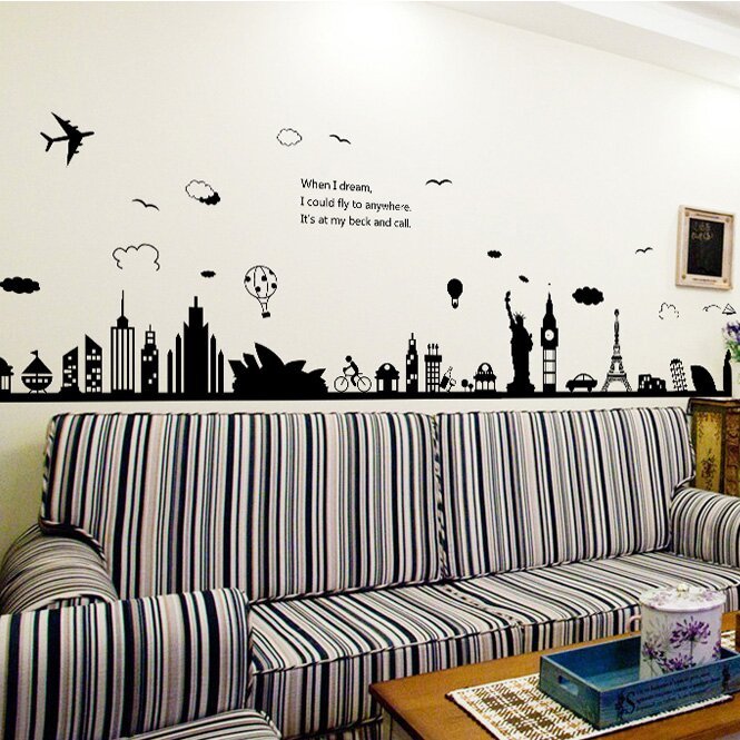DIY Black Wallpaper Baseboard Kicking Line Wall Sticker Removable Decal Bedroom