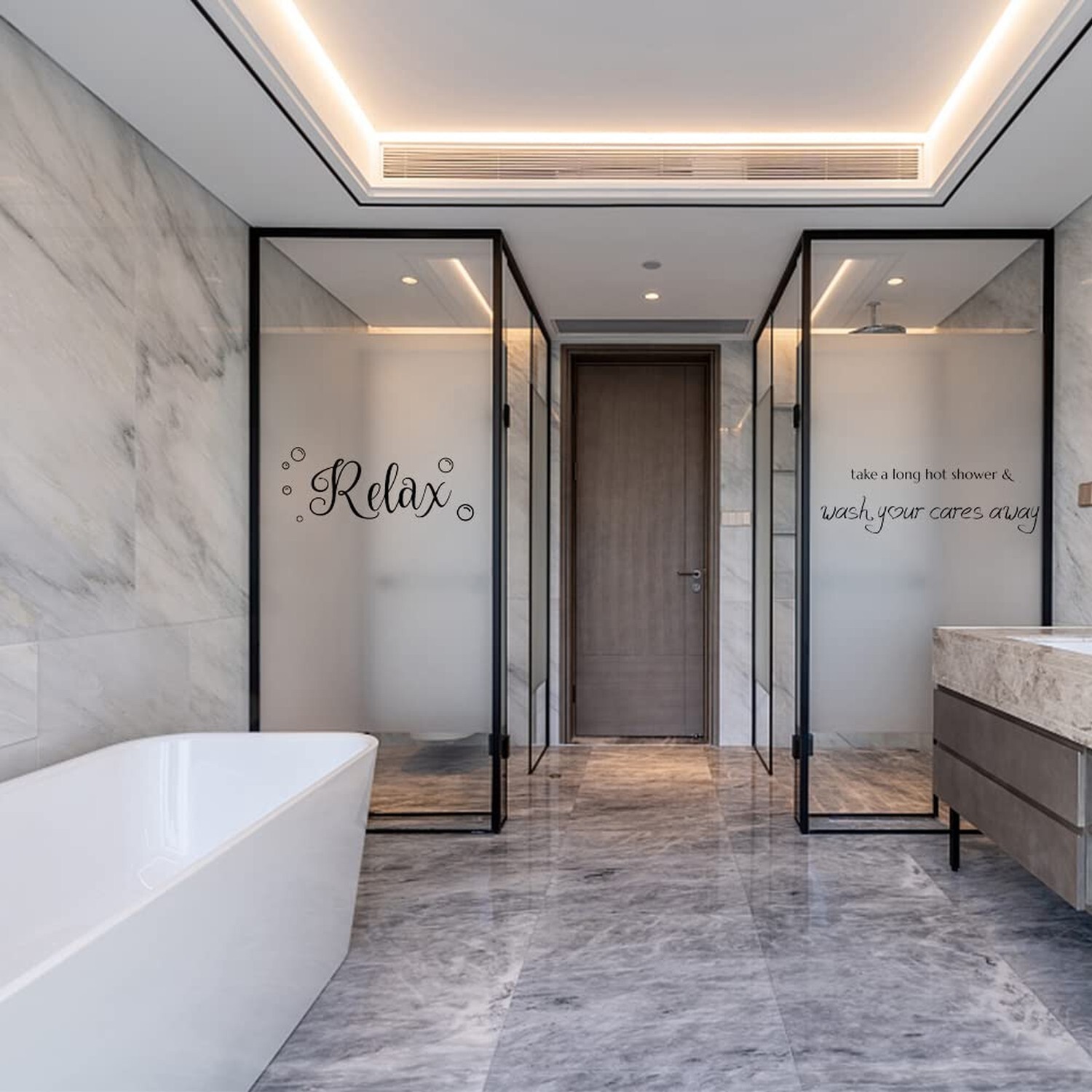 SUPERDANT Bathroom Wall Decals Relax Shower Door Decals Bath Wall Sticker for…