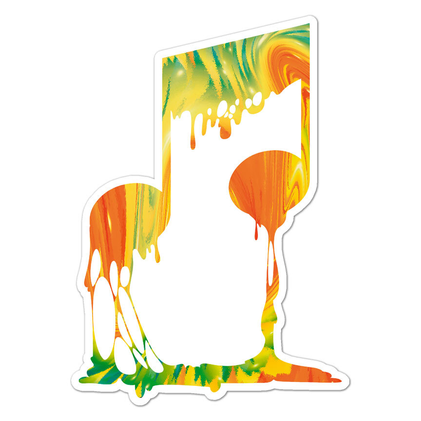 Melting Music Note, Vinyl Decal Sticker, Indoor Outdoor, 3 Sizes, #8719