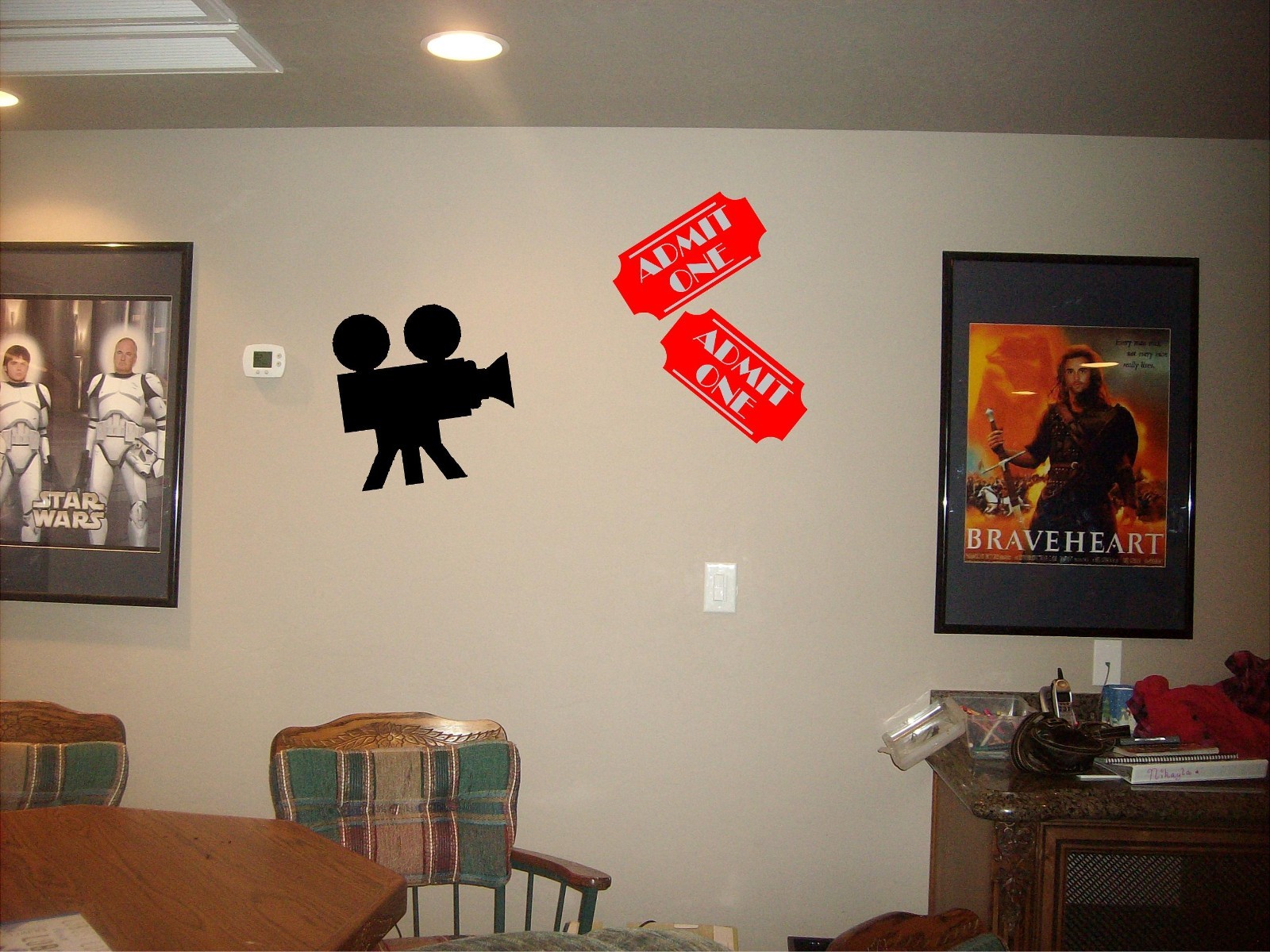movie tickets and camera wall art mural theater room projector cinema decals