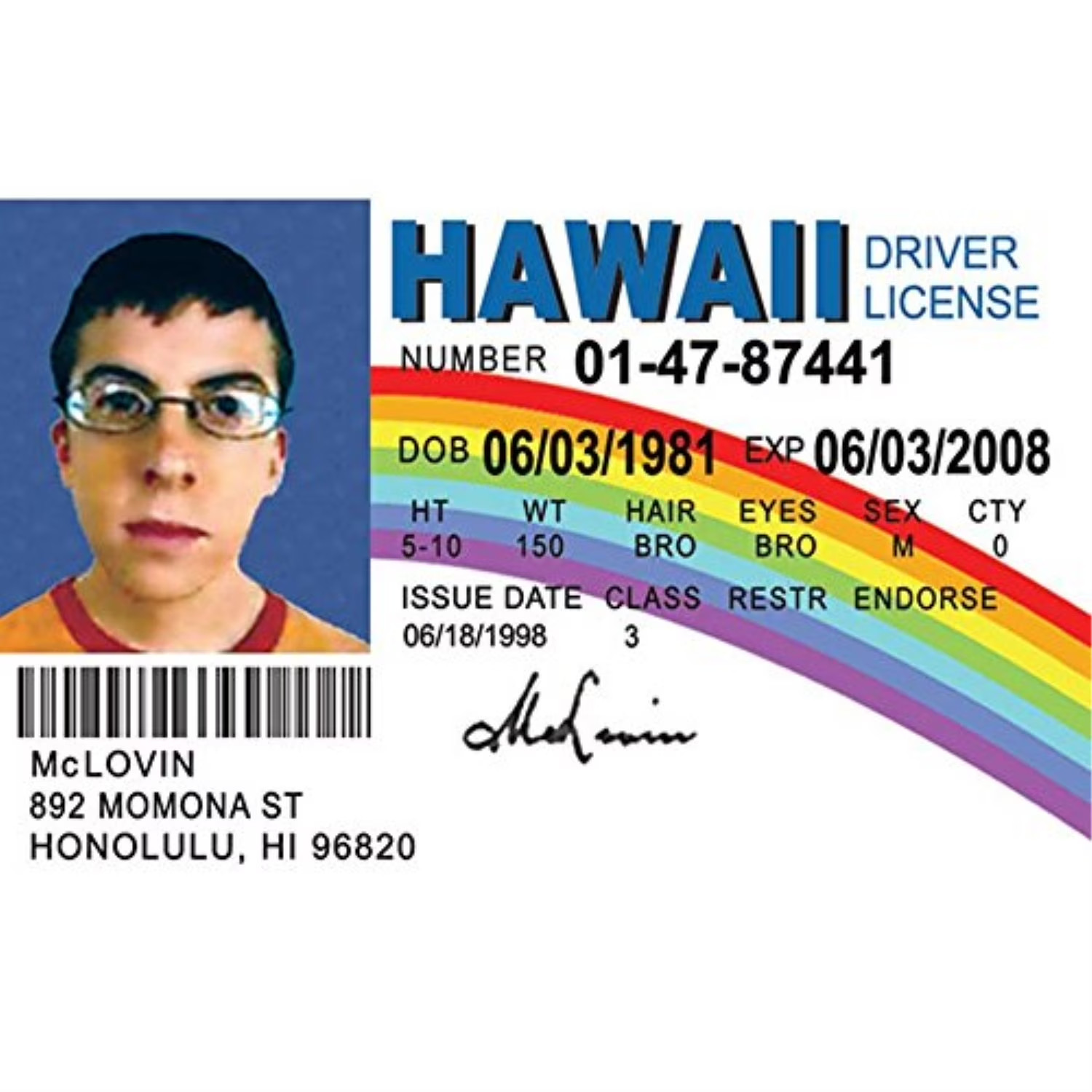 McLovin Credit Debit Card Skin Cover Sticker Chip Funny Decal
