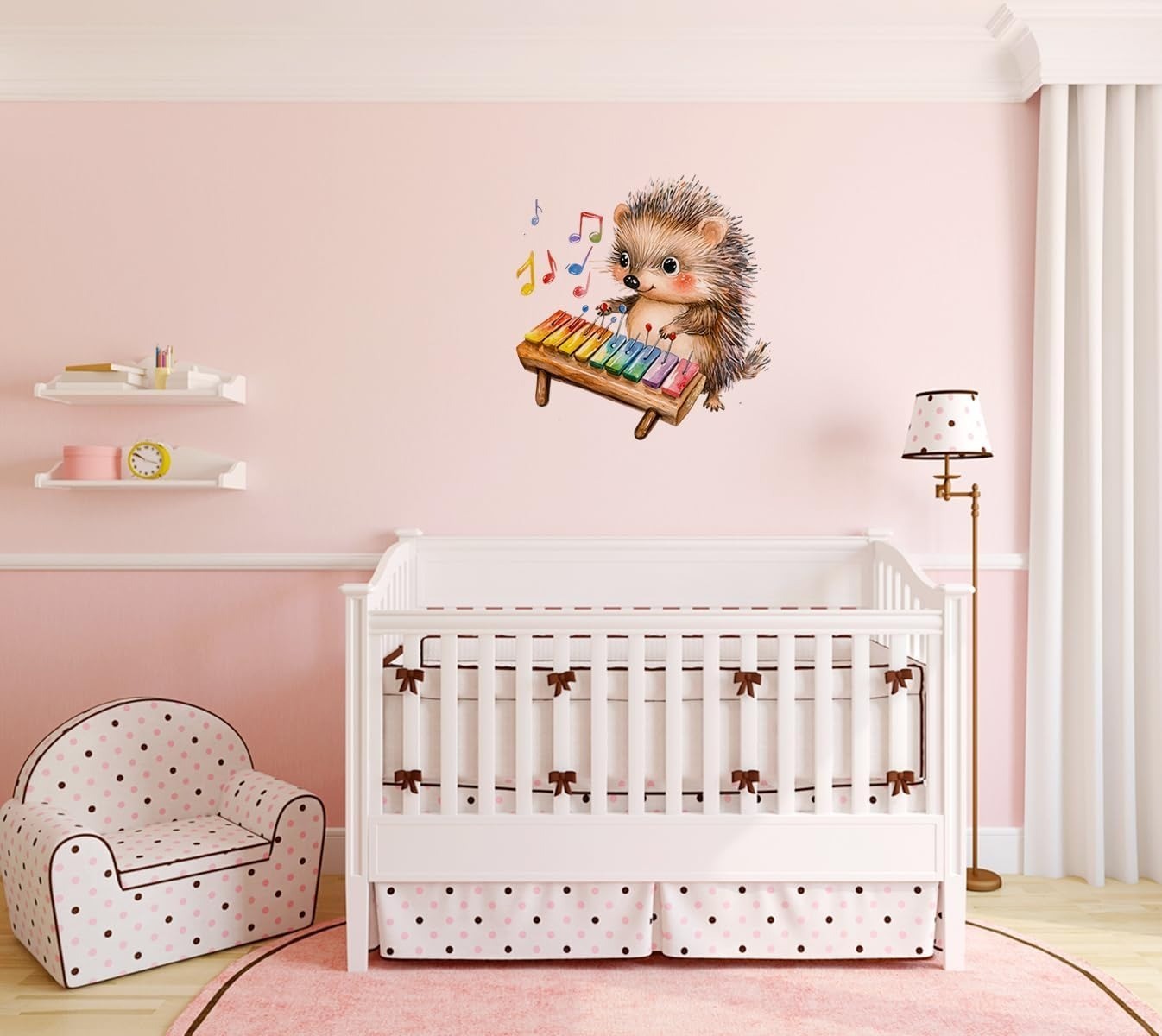 Hedgehog Xylophone Wall Decal Removable Vinyl Sticker Kids Room Decor 11.8in