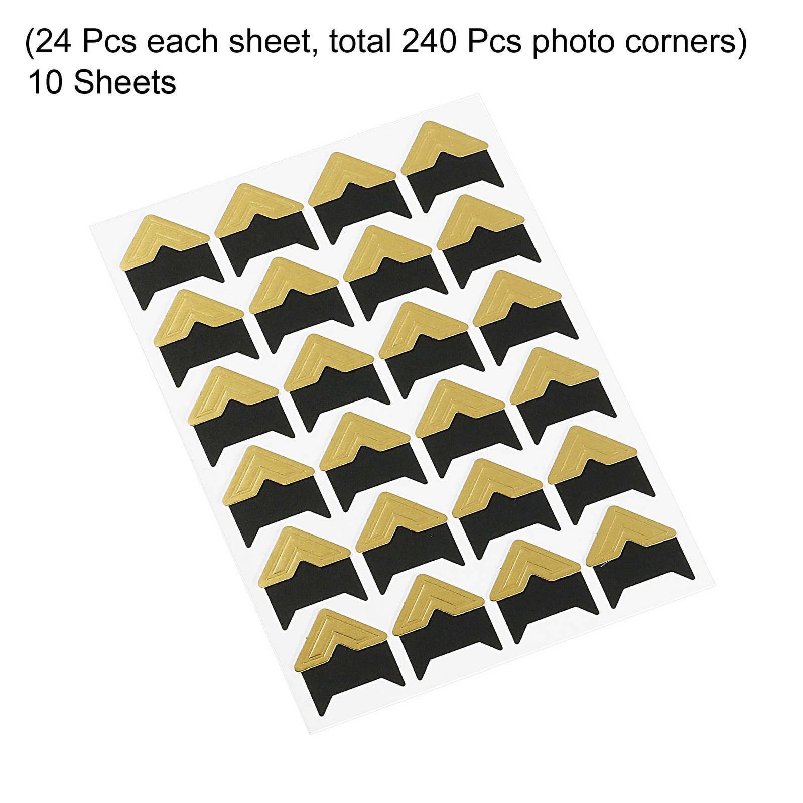 10Sheets/240Pcs Photo Corners Adhesive DIY Picture Mounting Sticker Golden