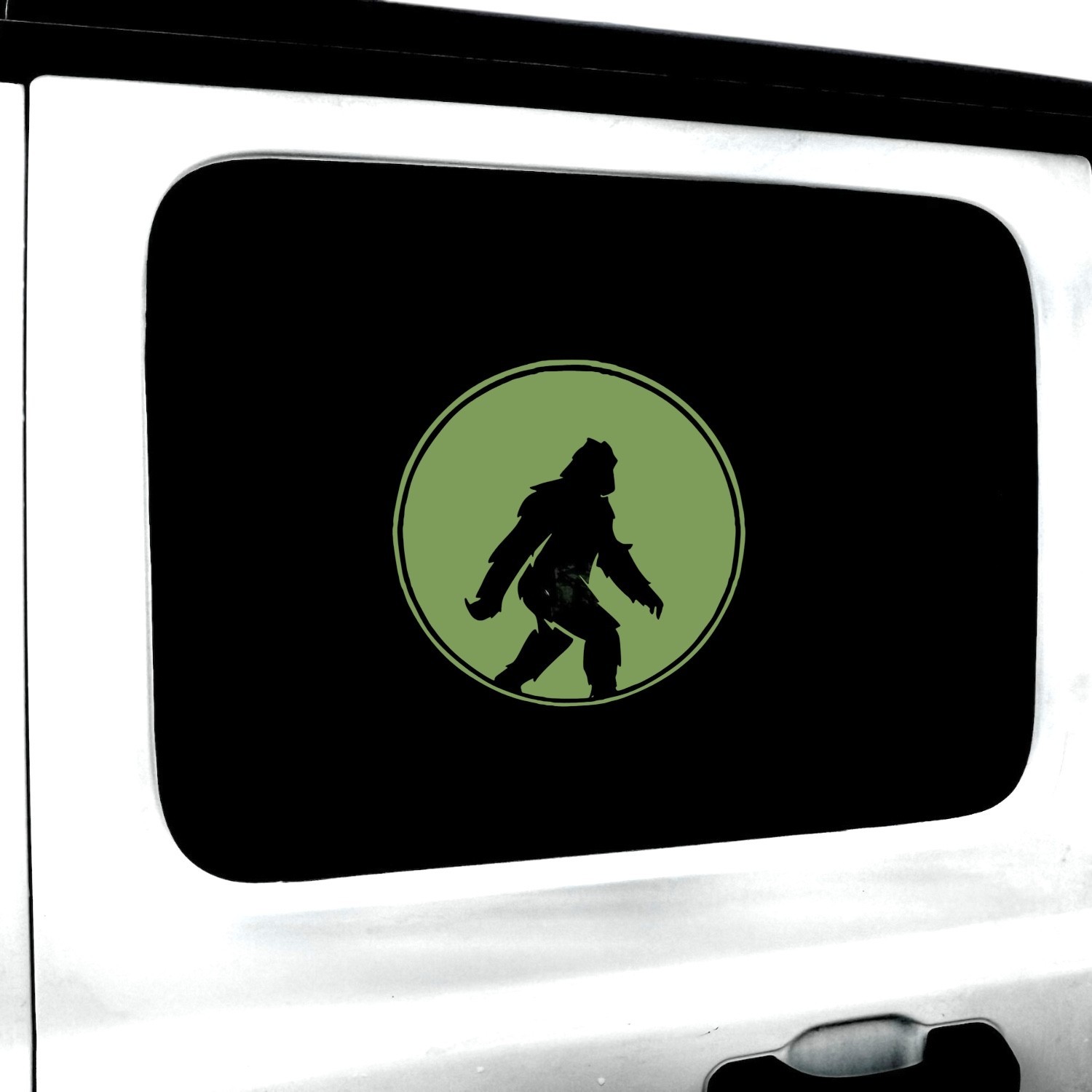 bigfoot in circle vinyl decal for cars trucks laptop most smooth surfaces
