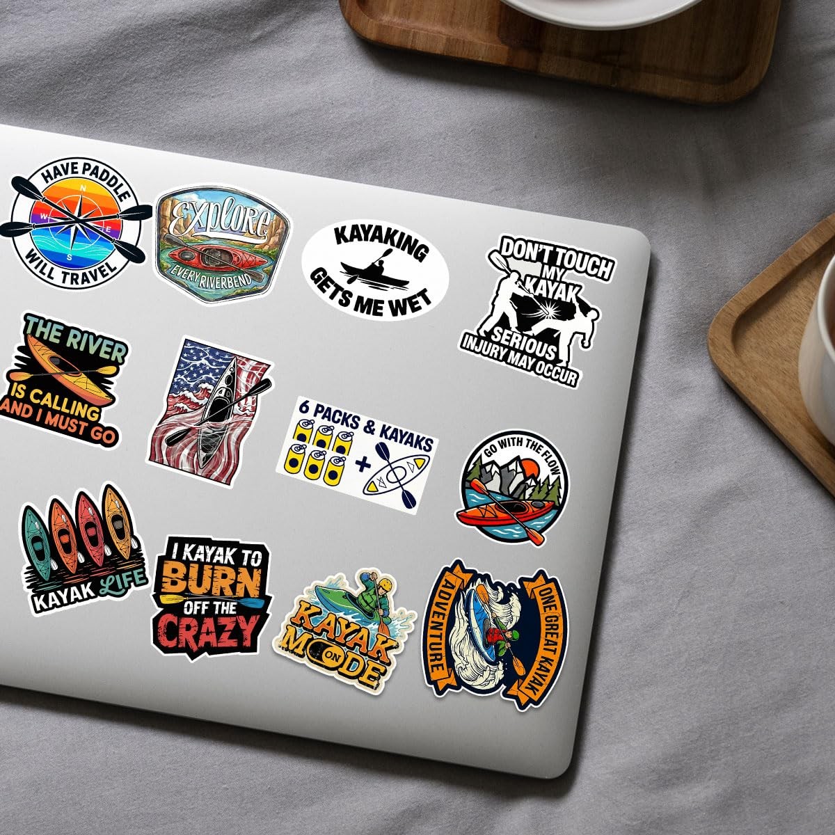 12 Pcs Kayak Stickers, Funny Kayaking Quotes Outdoor Adventure Decals, Stickers