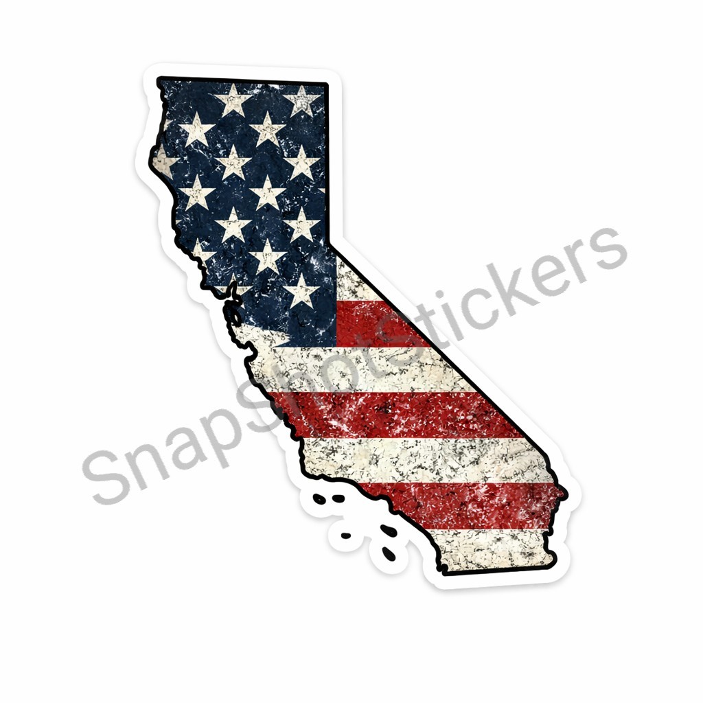 California | State Outline Vinyl Decal | American Flag Patriotic USA Sticker 11