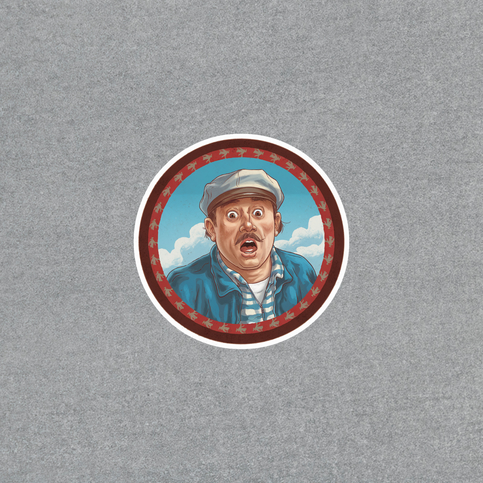 Funny Retro Sailor Man Portrait Sticker – Quirky Vintage Nautical Art #3872