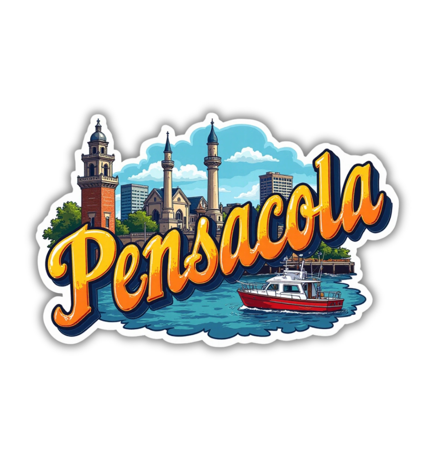 Pensacola Florida Fridge Magnet or Laptop Sticker