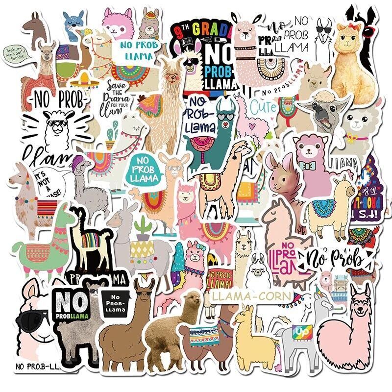 LLAMA & ALPACA Waterproof Stickers [A] NoProb-LLAMA Removable Vinyl Laptop Decal
