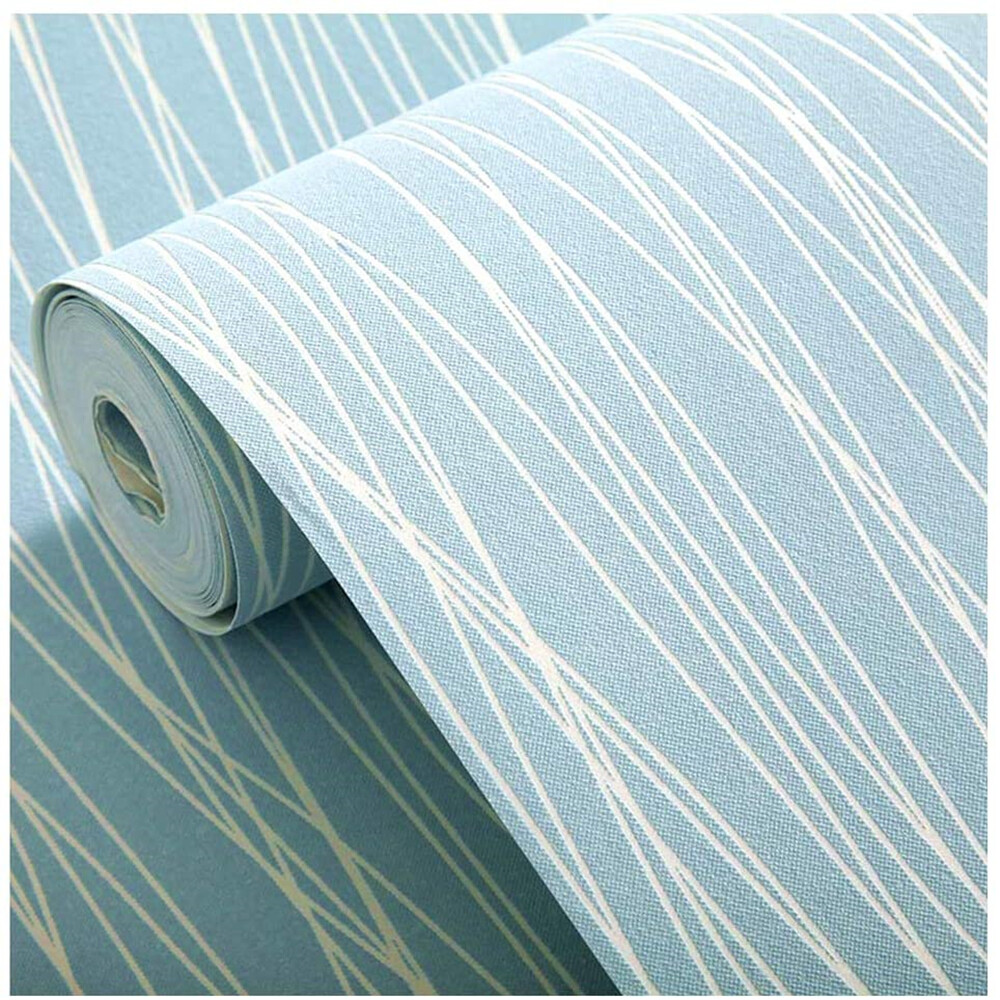 10M 3D Textured Wallpaper Roll Non-Woven Plain Stripe Wall Sticker for Bedroom